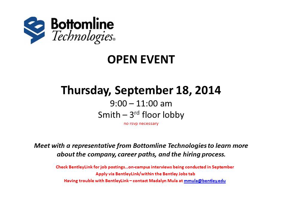 Bottomline Technologies - Open Event Table