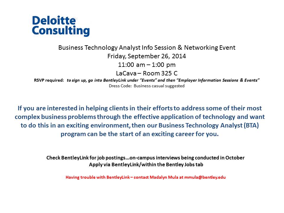 Deloitte Consulting - Business Technology Analyst Info Session